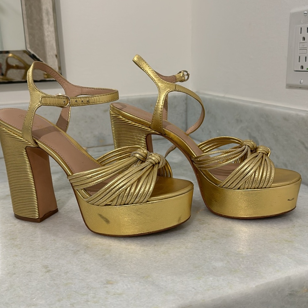 Rachel Zoe Gold Platform heels